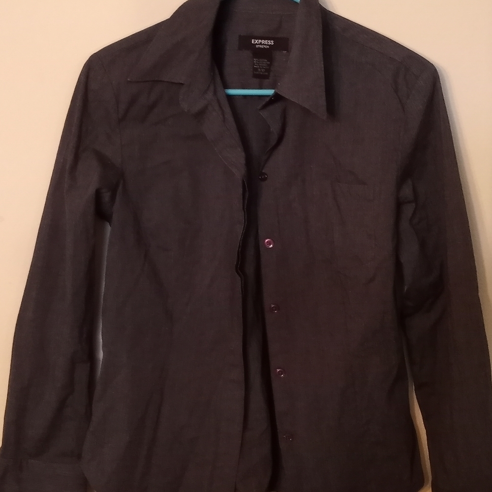 Express Women's Stretch Gray Long Sleeve Shirt